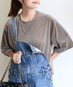 SHIPS / シップス Tシャツ | 〈手洗い可能〉シアー トリコット ポリエステル ベロア 五分袖 ワイド TEE