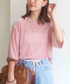 SHIPS / シップス Tシャツ | 〈手洗い可能〉シアー トリコット ポリエステル ベロア 五分袖 ワイド TEE