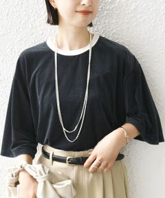 SHIPS / シップス Tシャツ | 〈手洗い可能〉シアー トリコット ポリエステル ベロア 五分袖 ワイド TEE