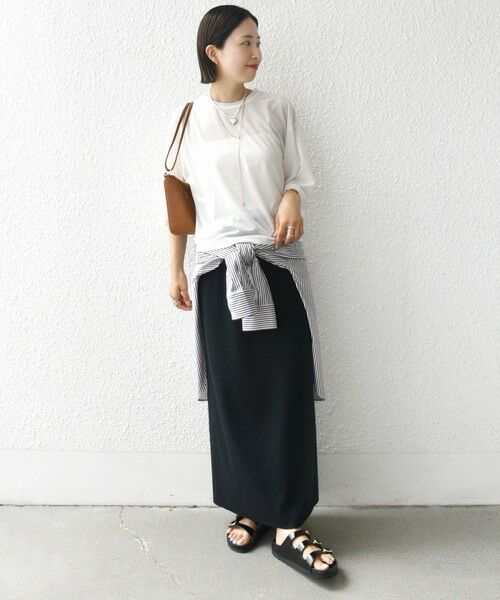 SHIPS / シップス Tシャツ | 〈手洗い可能〉シアー トリコット ポリエステル ベロア 五分袖 ワイド TEE | 詳細1