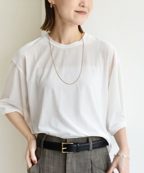 SHIPS / シップス Tシャツ | 〈手洗い可能〉シアー トリコット ポリエステル ベロア 五分袖 ワイド TEE | 詳細12