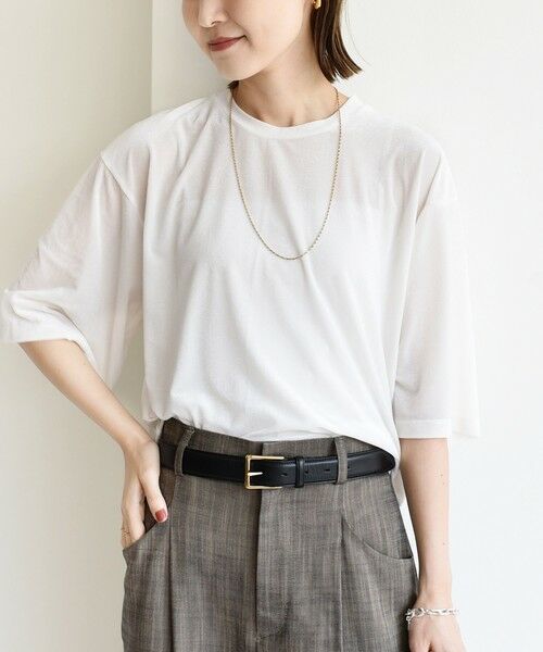 SHIPS / シップス Tシャツ | 〈手洗い可能〉シアー トリコット ポリエステル ベロア 五分袖 ワイド TEE | 詳細13