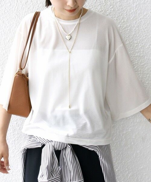 SHIPS / シップス Tシャツ | 〈手洗い可能〉シアー トリコット ポリエステル ベロア 五分袖 ワイド TEE | 詳細16