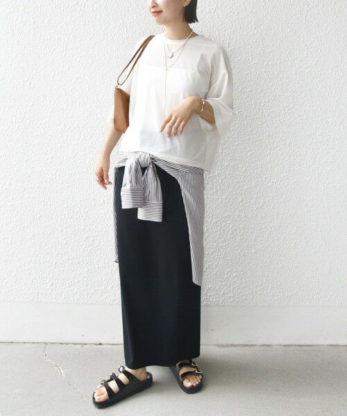 SHIPS / シップス Tシャツ | 〈手洗い可能〉シアー トリコット ポリエステル ベロア 五分袖 ワイド TEE | 詳細2