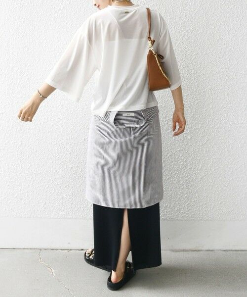 SHIPS / シップス Tシャツ | 〈手洗い可能〉シアー トリコット ポリエステル ベロア 五分袖 ワイド TEE | 詳細3