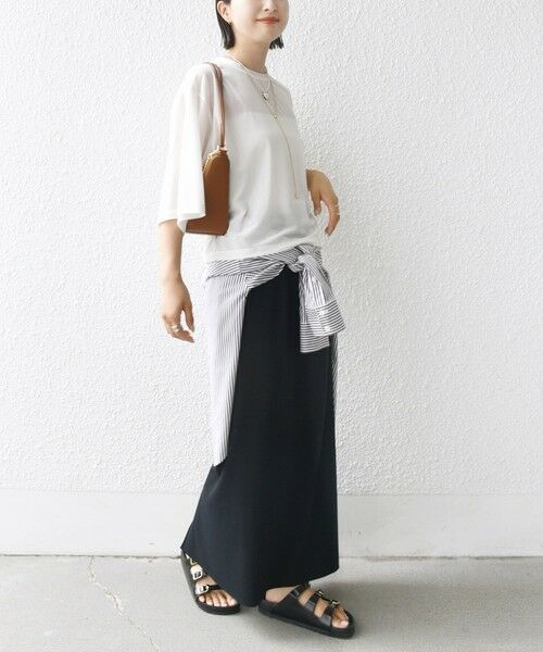 SHIPS / シップス Tシャツ | 〈手洗い可能〉シアー トリコット ポリエステル ベロア 五分袖 ワイド TEE | 詳細4