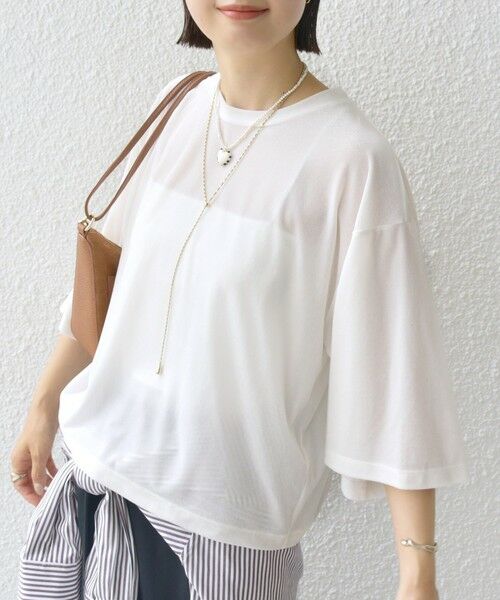 SHIPS / シップス Tシャツ | 〈手洗い可能〉シアー トリコット ポリエステル ベロア 五分袖 ワイド TEE | 詳細6