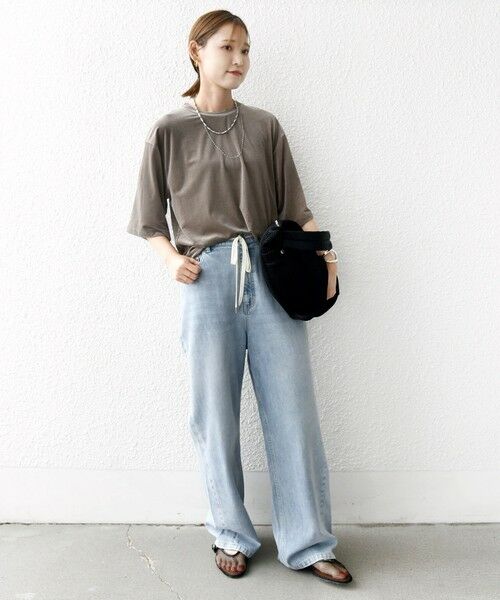 SHIPS / シップス Tシャツ | 〈手洗い可能〉シアー トリコット ポリエステル ベロア 五分袖 ワイド TEE | 詳細19