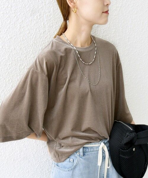 SHIPS / シップス Tシャツ | 〈手洗い可能〉シアー トリコット ポリエステル ベロア 五分袖 ワイド TEE | 詳細23