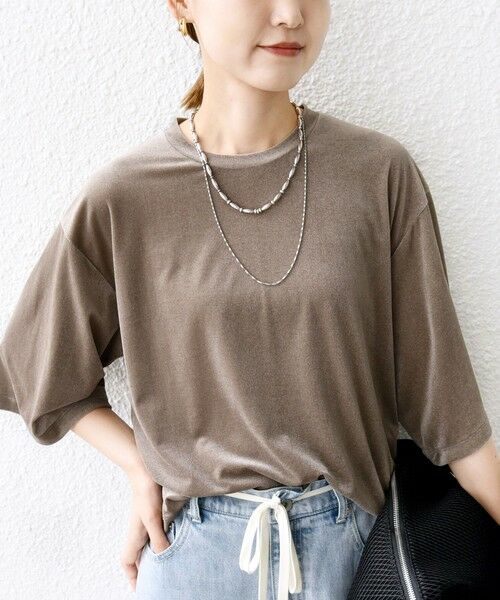 SHIPS / シップス Tシャツ | 〈手洗い可能〉シアー トリコット ポリエステル ベロア 五分袖 ワイド TEE | 詳細24