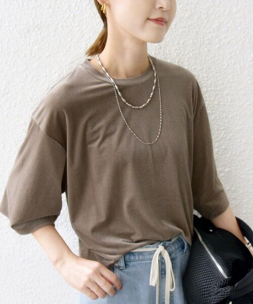 SHIPS / シップス Tシャツ | 〈手洗い可能〉シアー トリコット ポリエステル ベロア 五分袖 ワイド TEE | 詳細25