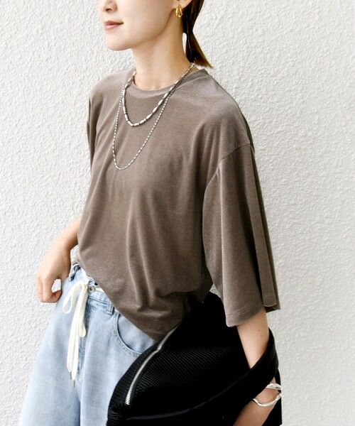 SHIPS / シップス Tシャツ | 〈手洗い可能〉シアー トリコット ポリエステル ベロア 五分袖 ワイド TEE | 詳細26