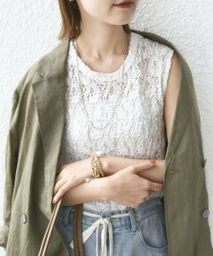 SHIPS / シップス カットソー | 〈手洗い可能〉ラッセル レース ノースリーブ