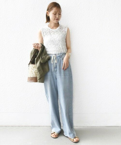 SHIPS / シップス カットソー | 〈手洗い可能〉ラッセル レース ノースリーブ | 詳細1