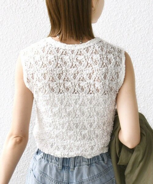 SHIPS / シップス カットソー | 〈手洗い可能〉ラッセル レース ノースリーブ | 詳細7