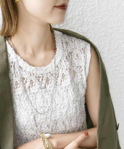 SHIPS / シップス カットソー | 〈手洗い可能〉ラッセル レース ノースリーブ | 詳細9