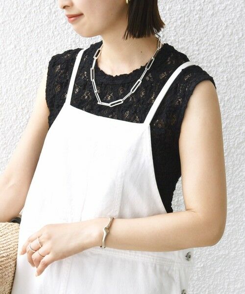 SHIPS / シップス カットソー | 〈手洗い可能〉ラッセル レース ノースリーブ | 詳細16