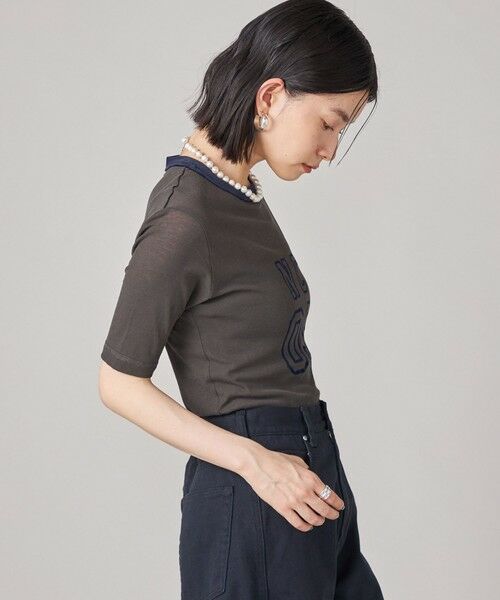 SHIPS NINE CASE:シアー ロゴ リンガー TEE （カットソー