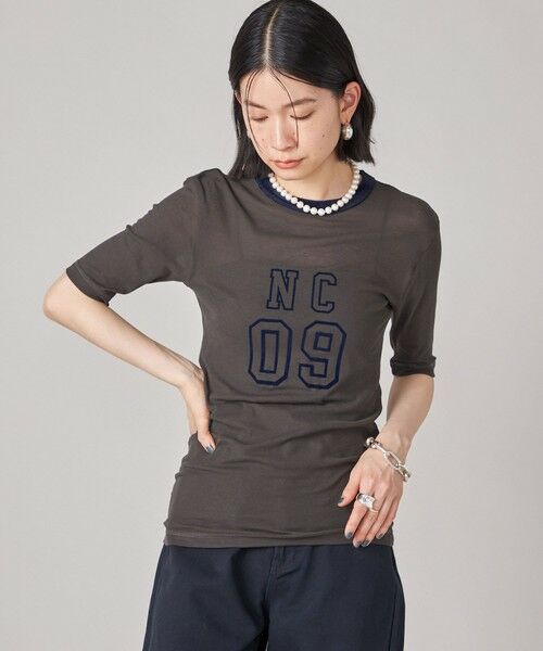 tシャツ SHIPS NINE CASE:シアー ロゴ リンガー TEE レディース SHIPS NINE CASE:シアー ロゴ リンガー TEE （カットソー