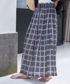 SHIPS / シップス ロング・マキシ丈スカート | 【SHIPS別注】UHURU:〈手洗い可能〉シアープリント ギャザー スカート