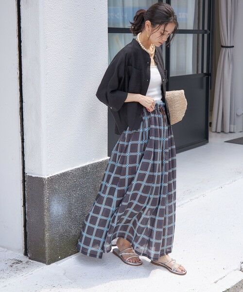 SHIPS / シップス ロング・マキシ丈スカート | 【SHIPS別注】UHURU:〈手洗い可能〉シアープリント ギャザー スカート | 詳細5