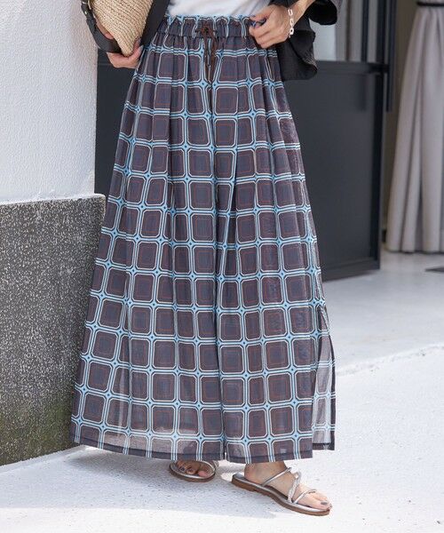 SHIPS / シップス ロング・マキシ丈スカート | 【SHIPS別注】UHURU:〈手洗い可能〉シアープリント ギャザー スカート | 詳細8