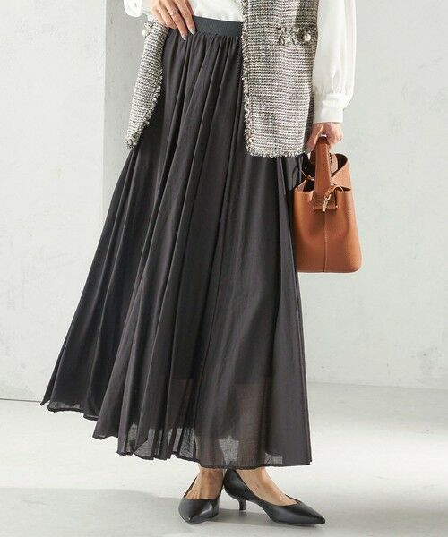 SHIPS / シップス ロング・マキシ丈スカート | 〈手洗い可能〉ウエスト ゴム ボリューム フレア ロング スカート | 詳細21