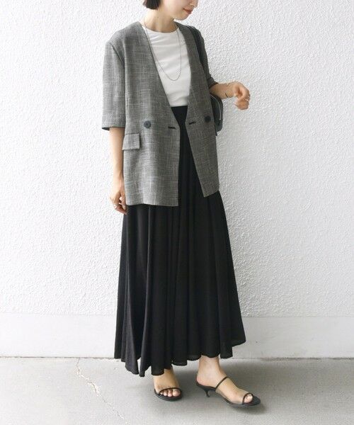 SHIPS / シップス ロング・マキシ丈スカート | 〈手洗い可能〉ウエスト ゴム ボリューム フレア ロング スカート | 詳細30