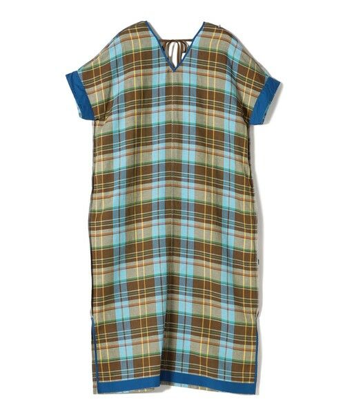 SHIPS / シップス ロング・マキシ丈ワンピース | SHIPS Primary Navy Label:〈手洗い可能〉カラー マドラス サック ワンピース | 詳細3