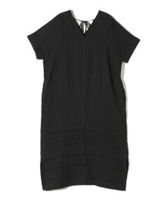 SHIPS / シップス ロング・マキシ丈ワンピース | SHIPS Primary Navy Label:〈手洗い可能〉麻 ピンタック サック ワンピース