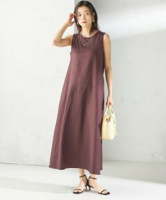 SHIPS / シップス ロング・マキシ丈ワンピース | 〈手洗い可能〉ツイル ノースリーブ ベルト付き ワンピース