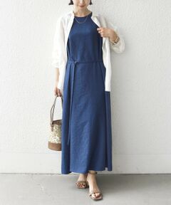 SHIPS / シップス ロング・マキシ丈ワンピース | 《一部追加予約》〈接触冷感 / 吸水速乾 / 防しわ〉ツイル ノースリーブ ベルト付き ワンピース