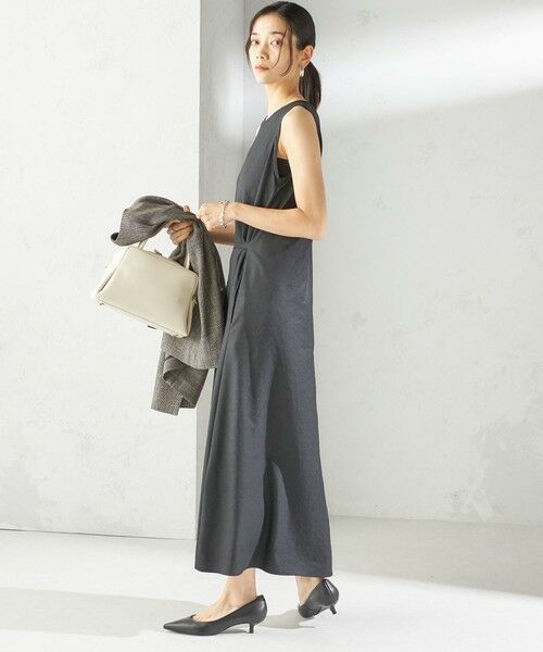 SHIPS / シップス ロング・マキシ丈ワンピース | 〈手洗い可能〉ツイル ノースリーブ ベルト付き ワンピース | 詳細1