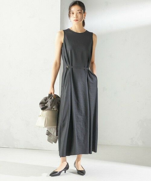 SHIPS / シップス ロング・マキシ丈ワンピース | 〈手洗い可能〉ツイル ノースリーブ ベルト付き ワンピース | 詳細3