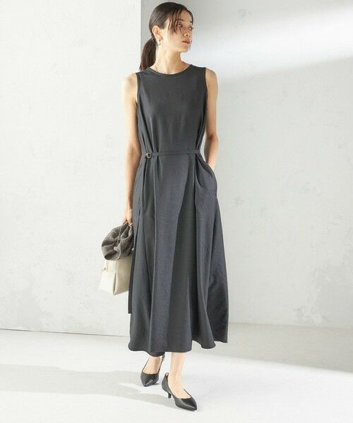 SHIPS / シップス ロング・マキシ丈ワンピース | 〈手洗い可能〉ツイル ノースリーブ ベルト付き ワンピース | 詳細4