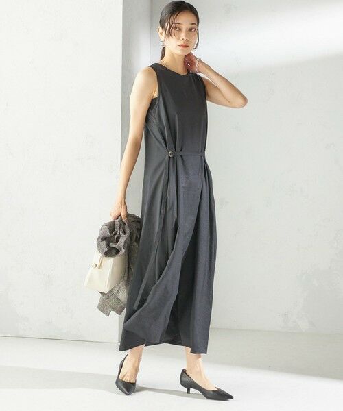 SHIPS / シップス ロング・マキシ丈ワンピース | 〈手洗い可能〉ツイル ノースリーブ ベルト付き ワンピース | 詳細5