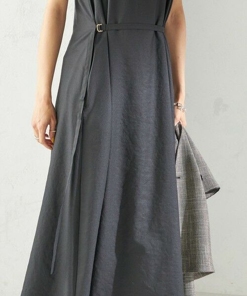 SHIPS / シップス ロング・マキシ丈ワンピース | 〈手洗い可能〉ツイル ノースリーブ ベルト付き ワンピース | 詳細6