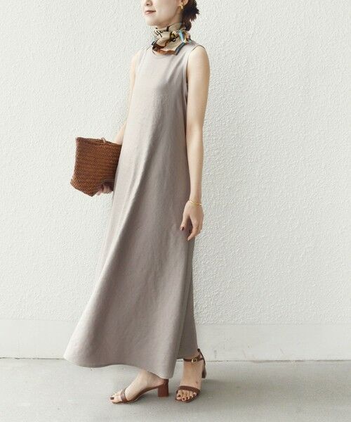 SHIPS / シップス ロング・マキシ丈ワンピース | 《一部追加予約》〈接触冷感 / 吸水速乾 / 防しわ〉ツイル ノースリーブ ベルト付き ワンピース | 詳細13