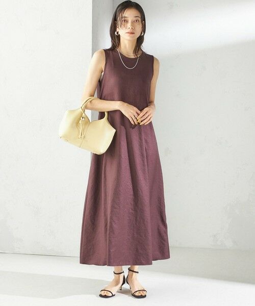 SHIPS / シップス ロング・マキシ丈ワンピース | 〈手洗い可能〉ツイル ノースリーブ ベルト付き ワンピース | 詳細13