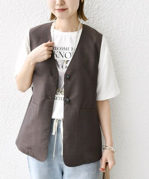 SHIPS / シップス ベスト | 〈防シワ加工〉チノ ウール ボタン ジレ | 詳細18