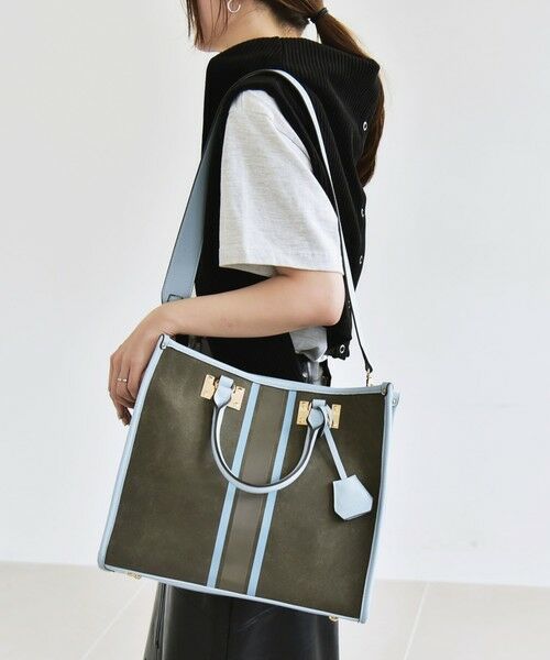SHIPS / シップス トートバッグ | quaranciel: 2way パイピング ライン スクエア トート バッグ | 詳細5