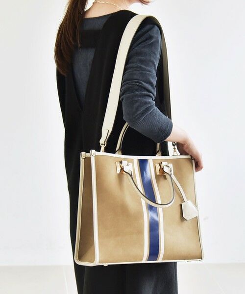 SHIPS / シップス トートバッグ | quaranciel: 2way パイピング ライン スクエア トート バッグ | 詳細18