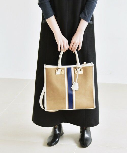 SHIPS / シップス トートバッグ | quaranciel: 2way パイピング ライン スクエア トート バッグ | 詳細20