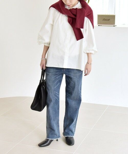 SHIPS / シップス シャツ・ブラウス | quaranciel:〈洗濯機可能〉REPREVE バンドカラー ギャザー パフ シャツ ブラウス | 詳細1