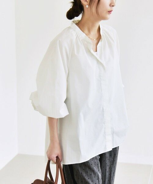 SHIPS / シップス シャツ・ブラウス | quaranciel:〈洗濯機可能〉REPREVE バンドカラー ギャザー パフ シャツ ブラウス | 詳細12