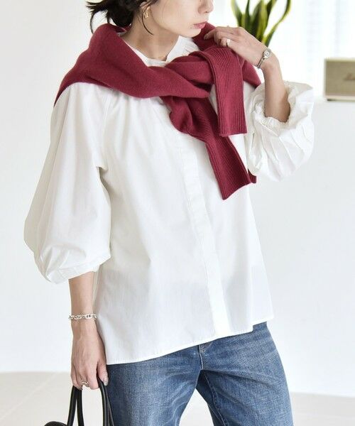 SHIPS / シップス シャツ・ブラウス | quaranciel:〈洗濯機可能〉REPREVE バンドカラー ギャザー パフ シャツ ブラウス | 詳細3