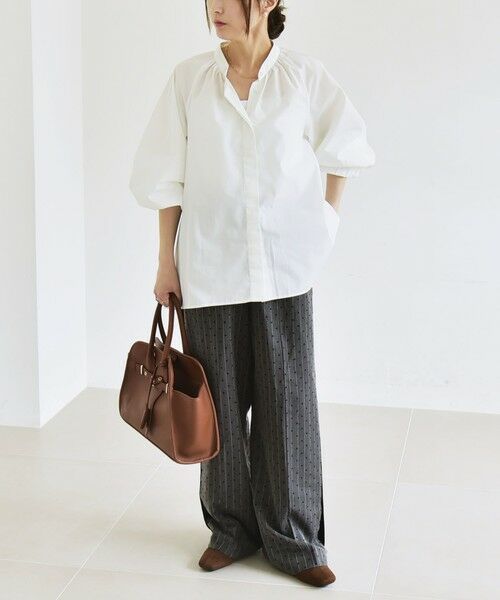 SHIPS / シップス シャツ・ブラウス | quaranciel:〈洗濯機可能〉REPREVE バンドカラー ギャザー パフ シャツ ブラウス | 詳細8