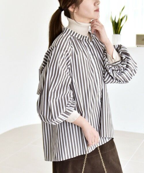 SHIPS / シップス シャツ・ブラウス | quaranciel:〈洗濯機可能〉REPREVE バンドカラー ギャザー パフ シャツ ブラウス | 詳細18