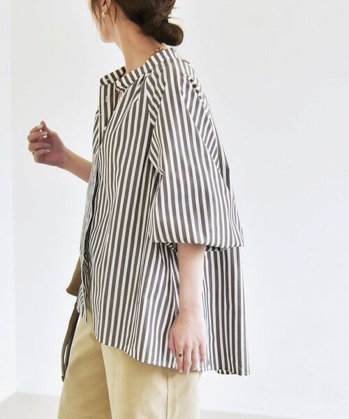 SHIPS / シップス シャツ・ブラウス | quaranciel:〈洗濯機可能〉REPREVE バンドカラー ギャザー パフ シャツ ブラウス | 詳細27