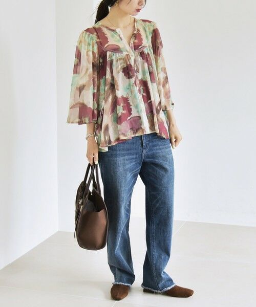 SHIPS / シップス シャツ・ブラウス | quaranciel:〈洗濯機可能〉シアー フラワー プリント ノーカラー ヨーク シャツ ブラウス | 詳細1